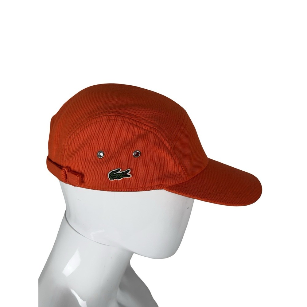 Lacoste 5 Panel Camp Cap Orange Cotton Hat Adjustable Unisex Large Casual